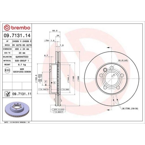Set disc frana Vw Transporter T4 Box (70a 70h 7da 7dh) 07.90-04.03, Transporter T4 Bus (70b 70c 7db 7dk 70j 70k 7dc 7) 09.90-08.04, Transporter T4 (7