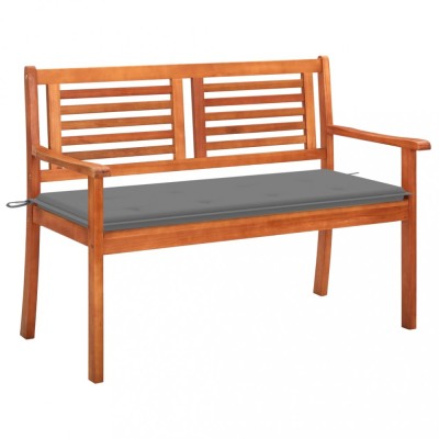 vidaXL Bancă grădină 2 locuri cu pernă, 120 cm, lemn masiv eucalipt 3060970 foto