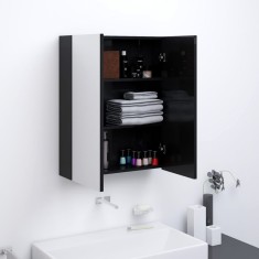 vidaXL Dulap de baie cu oglindă, negru strălucitor, 60x15x75 cm, MDF 331524