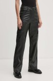Sisley pantaloni femei, culoarea negru, drept, high waist, 45FSLF05N
