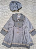 Set Palton Elegant cu buzunare &amp; Beretă fata NOU Brand Anason 110cm 4-5 ani