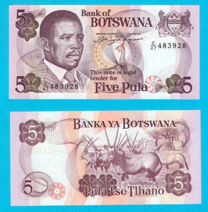 Botswana (p#11) 5 Pula 1992 UNC &#039;Ketumile Masire&#039; serie: C/47 483928