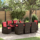 vidaXL Set de masă pentru grădină 9 pcs Maro Rattan poli 3381029