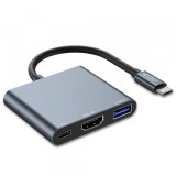 Hub USB-C Tech-Protect V1, USB-A 3.0 - 1 x USB-C - 1 x HDMI, Gri, Universal