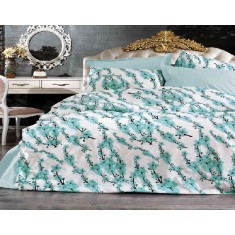 Lenjerie de pat pentru o persoana cu husa elastic pat si fata perna dreptunghiulara, Claire, bumbac ranforce, gramaj tesatura 120 g/mp, multicolor