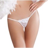 PASSION - MICRO WHITE THONG ONE SIZE WITH LACE, PASSION WOMAN PANTIES &amp; THONG