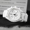 Ceas Swatch X Omega Mission to Moon Moonphase Snoopy White Chronograf 2025, Mecanism Japonez, Garantie 1 Luna
