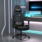 Scaun de gaming cu suport picioare, negru, piele ecologică