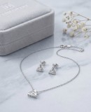 Cumpara ieftin Set din Argint 925 , zGeometric Triangle, , Colier E i Cercei cu Design Triunghiular 3D E i Zirconii, 2.3g