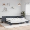 VidaXL Pat de zi cu extensie, gri &icirc;nchis, 100x200 cm, catifea 3196699