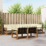 vidaXL Set de canapele de exterior cu pernă 7 pcs Natural și Crem 3369557