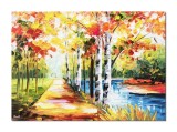 Cumpara ieftin Tablou pictat manual, Carare cu mesteceni, 70x50cm ulei pe panza, Superb