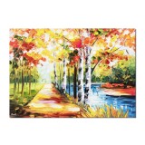 Tablou pictat manual, Carare cu mesteceni, 70x50cm ulei pe panza, Superb