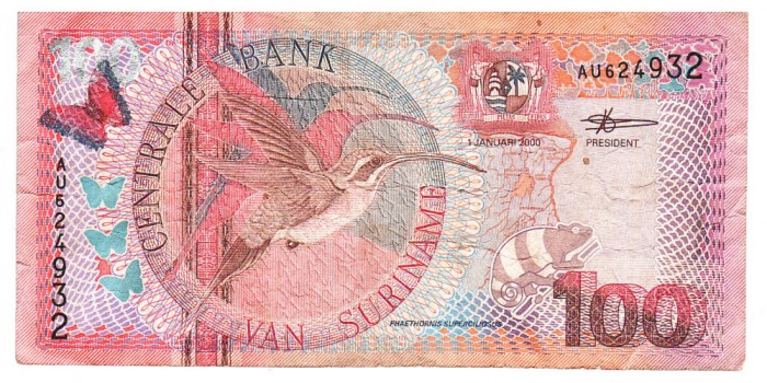 Suriname 100 Guldeni 2000 2 000 P-149 Seria 624932