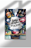 Poster p&acirc;nză bucătărie ne&icirc;nrămat - Citat amuzant rom&acirc;nesc - Imprimeu digital - Gătim cu suflet | A4 (21 x 29.7 cm)