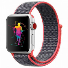 Curea compatibila Apple Watch, 42/44mm, nylon, roz/gri foto