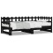 vidaXL Pat de zi extensibil, negru, 2x(80x200) cm, lemn masiv de pin