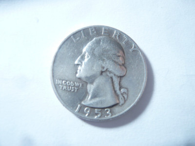 Moneda 0,25 $ SUA 1953 litera D , argint , cal. F.Buna foto