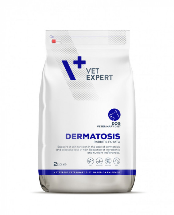 4T Dieta Veterinara DERMATOSIS DOG, VetExpert, cu carne de iepure si cartofi, 2 kg AnimaPet MegaFood