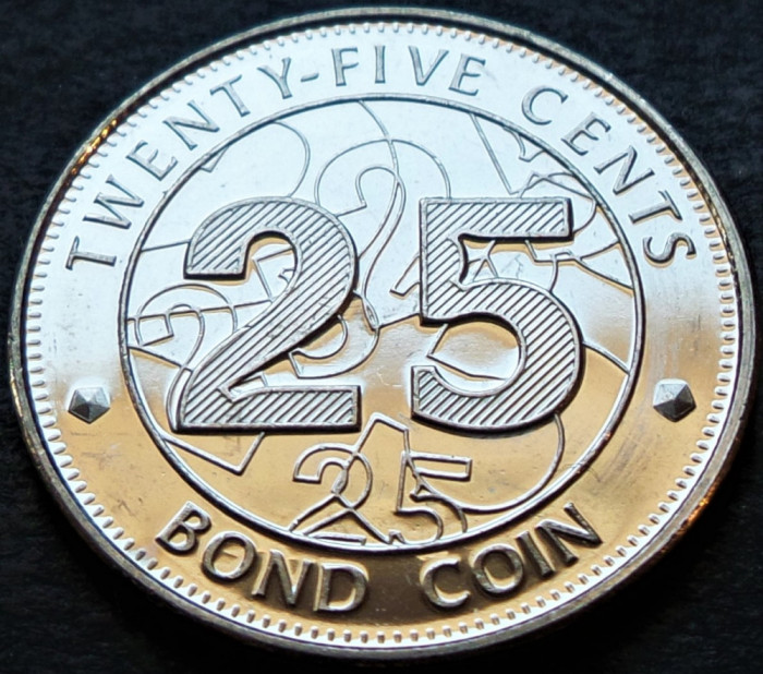 Moneda exotica 25 CENTI - ZIMBABWE, anul 2014 * cod 424