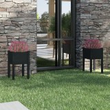 VidaXL Jardiniere grădină, 2 buc, negru, 40x40x70 cm, lemn masiv pin