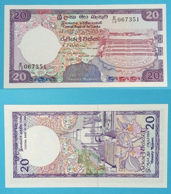 Sri Lanka 20 Rupees 1989 &amp;#039;Anuradhapura&amp;#039; UNC serie: E/10 067351 p#97 foto