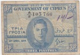 CIPRU 3 PIASTRES 1944 uzata