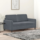 Gossi canapea cu 2 locuri, gri inchis, 140 cm, catifea