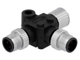 Adaptor &icirc;n T M12 Soclu Mamă x2 Tată 4 PIN IP68