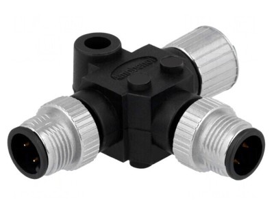 Adaptor &amp;icirc;n T M12 Soclu Mamă x2 Tată 4 PIN IP68 foto