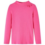 Tricou de copii cu m&acirc;neci lungi, tricot cu nervuri, roz aprins, 116