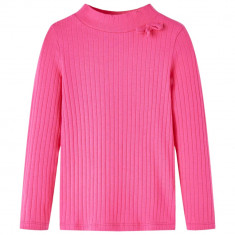 Tricou de copii cu mâneci lungi, tricot cu nervuri, roz aprins, 116