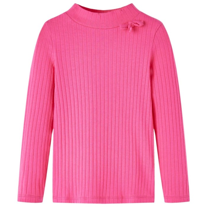 Tricou de copii cu m&acirc;neci lungi, tricot cu nervuri, roz aprins, 116