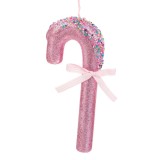 Ornament Brad de Craciun, Bastonas Candy, Spuma, Roz, 26cm