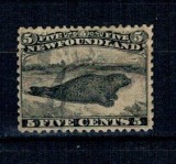 Newfoundland 1868 - Foca, fauna, 5c stampilat