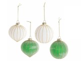 Cumpara ieftin Set 12 globuri brad Craciun sticla alba verde &Oslash; 8 cm