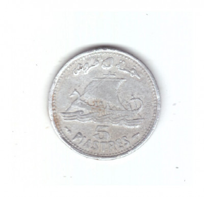 Moneda Liban 5 piastres 1952, stare relativ buna, curata foto