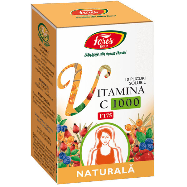 Vitamina C 1000 Naturala Solubila 10 plicuri Fares