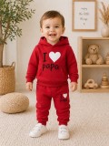 Trening rosu pentru bebelusi din bumbac, I love papa (Marime Disponibila: 3-6