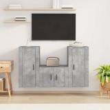 Cumpara ieftin Set dulapuri TV, 3 piese, gri beton, lemn prelucrat