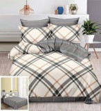 Cumpara ieftin Lenjerie Pat Bumbac 4 Piese Gri Bej 240x250cm (Cearceaf fara Elastic) - Husa pilota 200x230cm + 2 Fete Perna 70x70, 55x75cm