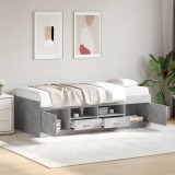VidaXL Pat de zi cu sertare fără saltea, gri beton, 90x190 cm 3280254