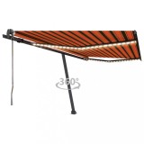 vidaXL Copertină automată, senzor v&acirc;nt &amp; LED, oranj/maro, 450x350 cm