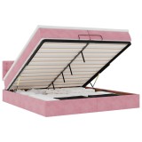 Cumpara ieftin Cadru de pat otoman cu saltea roz 200x200 cm catifea