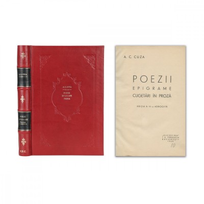 A. C. Cuza, Poezii, epigrame, cugetări &amp;icirc;n proză, 1939, cu dedicație olografă foto