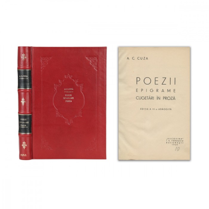 A. C. Cuza, Poezii, epigrame, cugetări &icirc;n proză, 1939, cu dedicație olografă