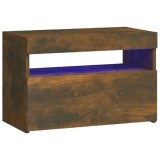 Cumpara ieftin Noptiere cu lumini LED, stejar fumuriu, 60x35x40 cm