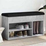 Bancă de pantofi, gri beton, 82x32x45,5 cm, lemn prelucrat
