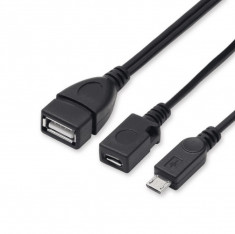 Cablu adaptor OTG USB mama - micro USB tata mama Well foto