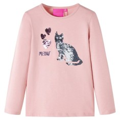 Tricou copii cu m&acirc;neci lungi, roz deschis 128